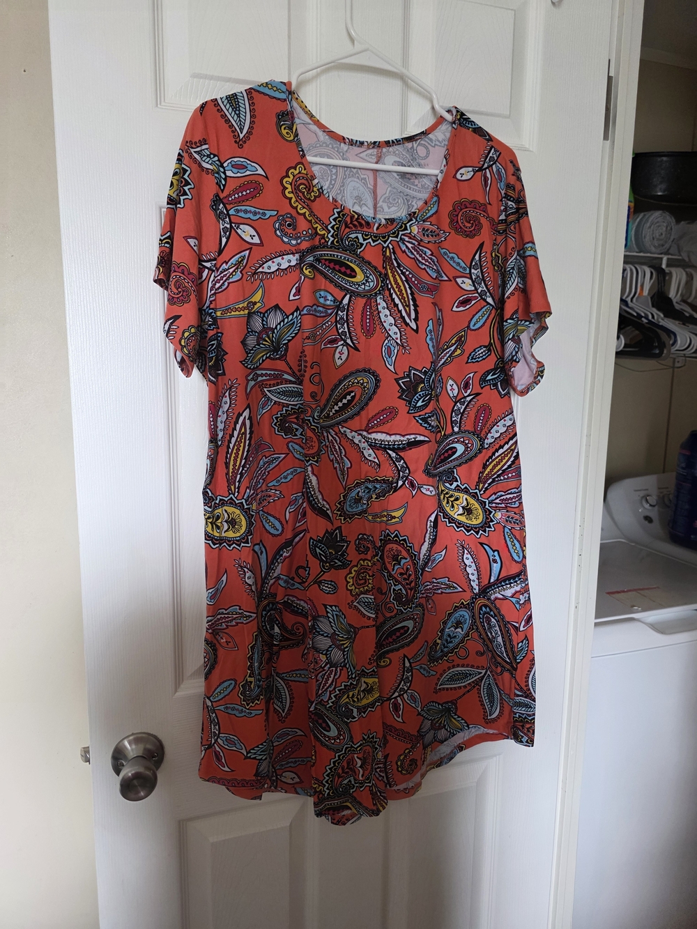Coral Paisley Short Sleeve Tunic Dress